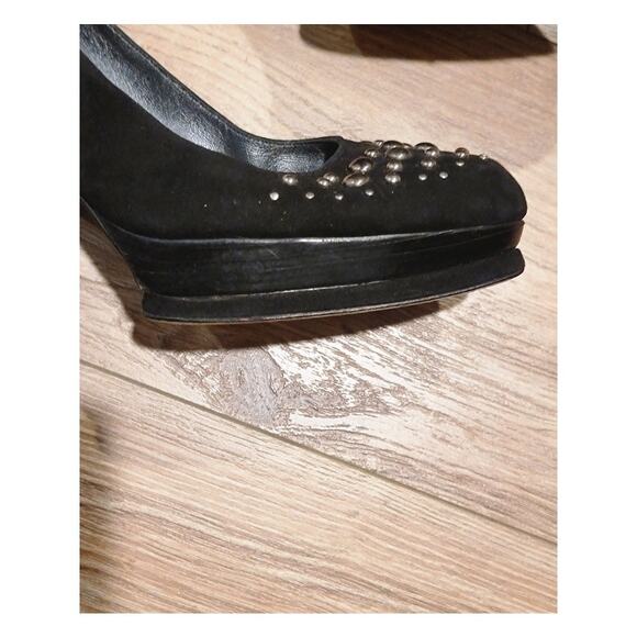 Stuartz Weitzman Platform Heels Shoes Pumps Suede Women's Sz 10.5 Black Studs - Picture 5 of 13